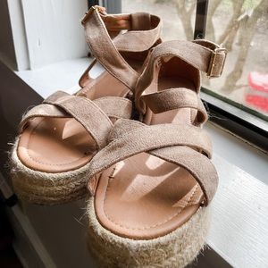 Nude Boho Platform Gladiator Jute Sandals Size US 8.5